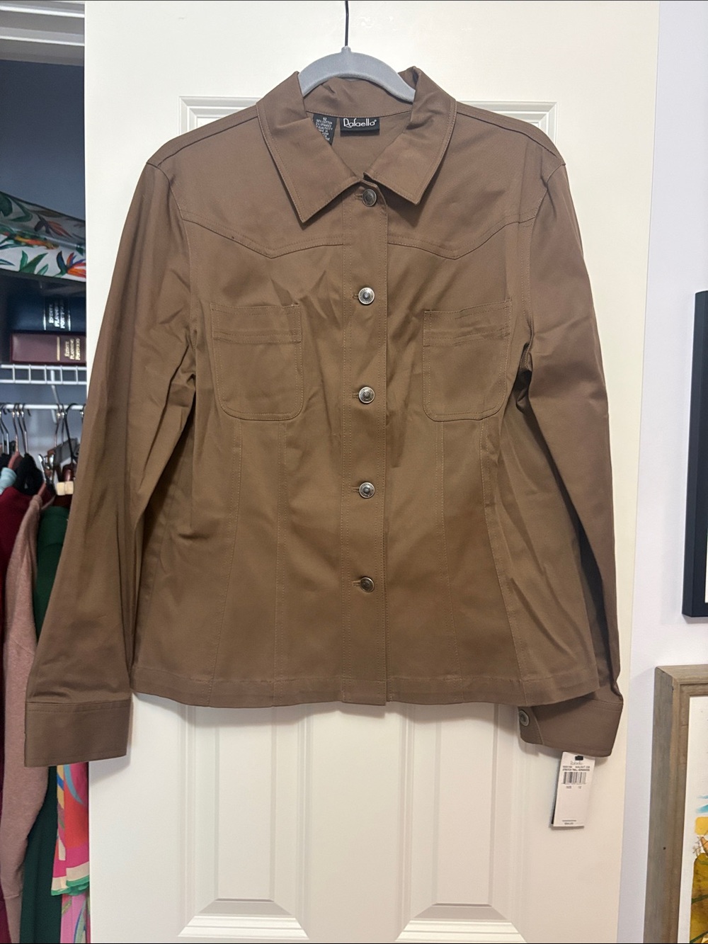 Rafaella Brown Button-Front Jean Jacket